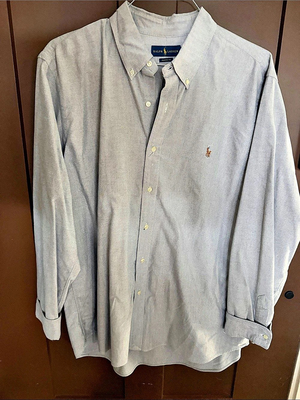 Ralph Lauren Classic Fit Button Down Shirt in Gray XL Like New